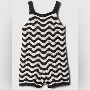 GAP Baby Crochet Sweater Romper in Black + Off White